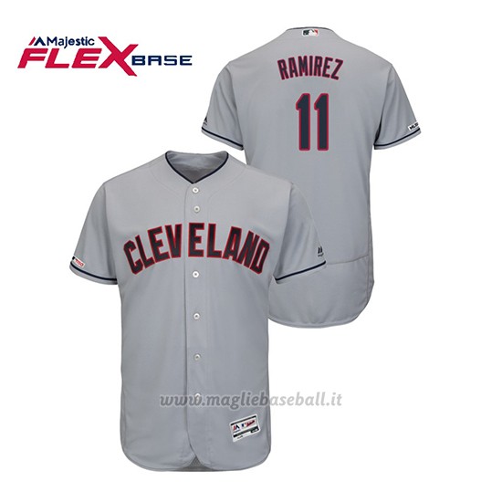 Maglia Baseball Uomo Cleveland Indians Jose Ramirez 150th Aniversario Patch Flex Base Grigio